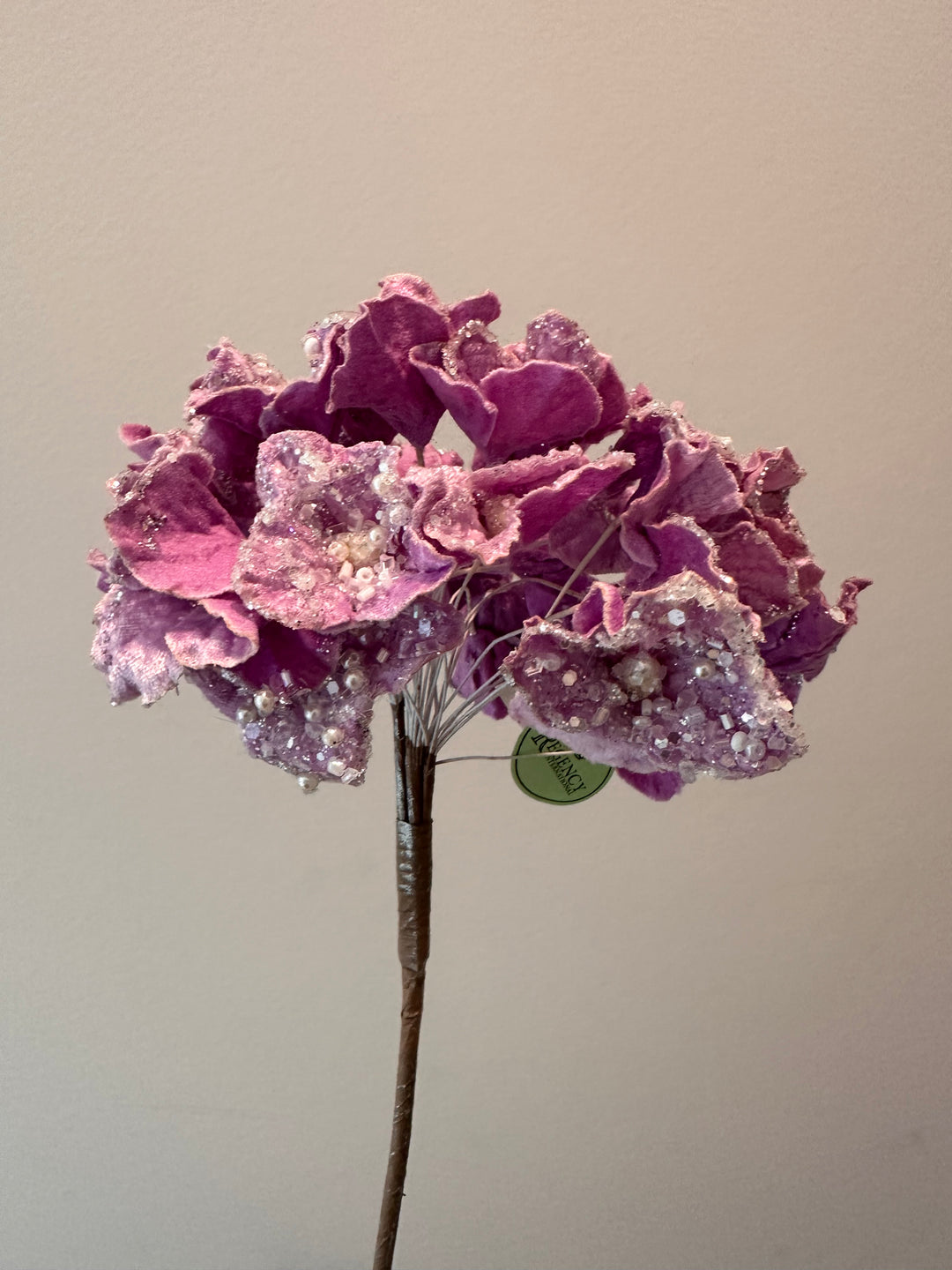 24" Crystal Encrusted Hydrangea - Lavender