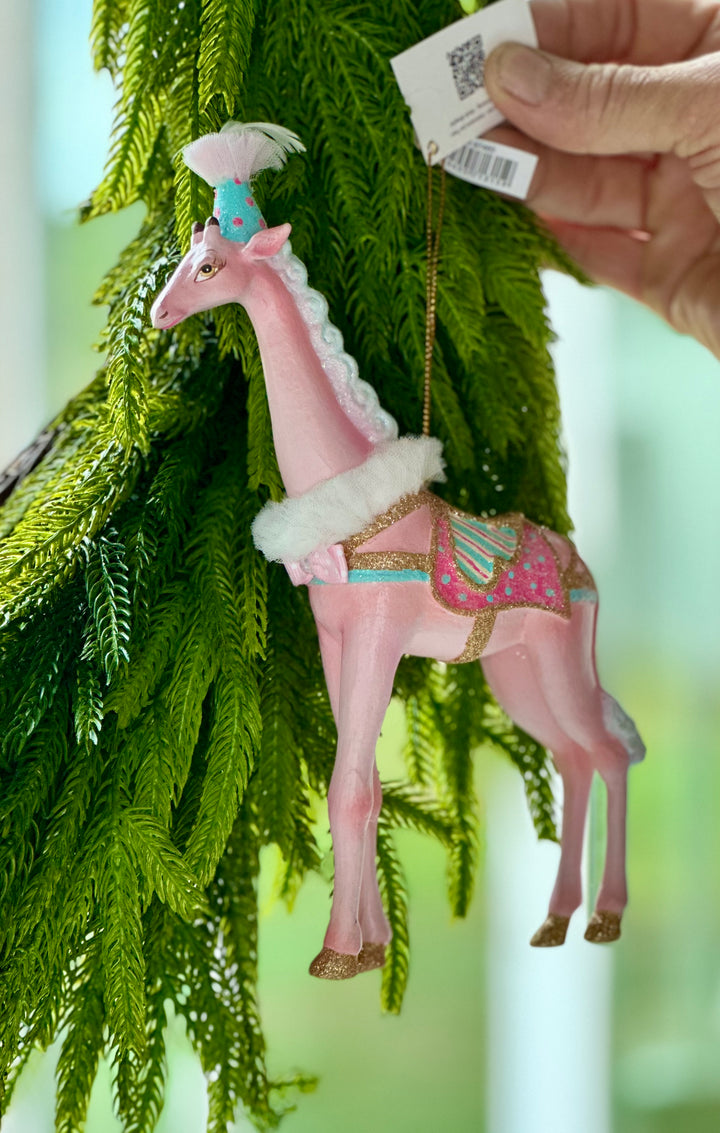 9.75" Cotton Candy Carnival GIraffe Ornament - Choice of 2 Styles