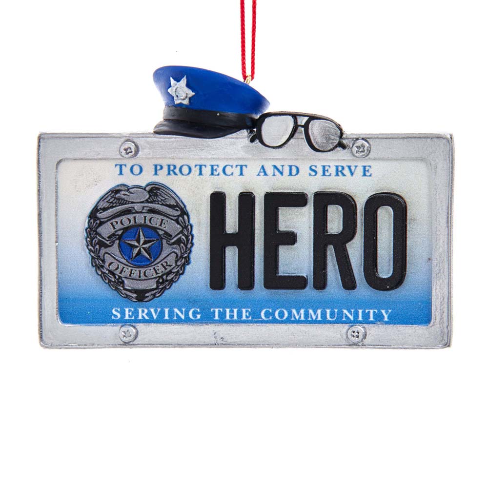 3" "Police Hero" License Plate Ornament