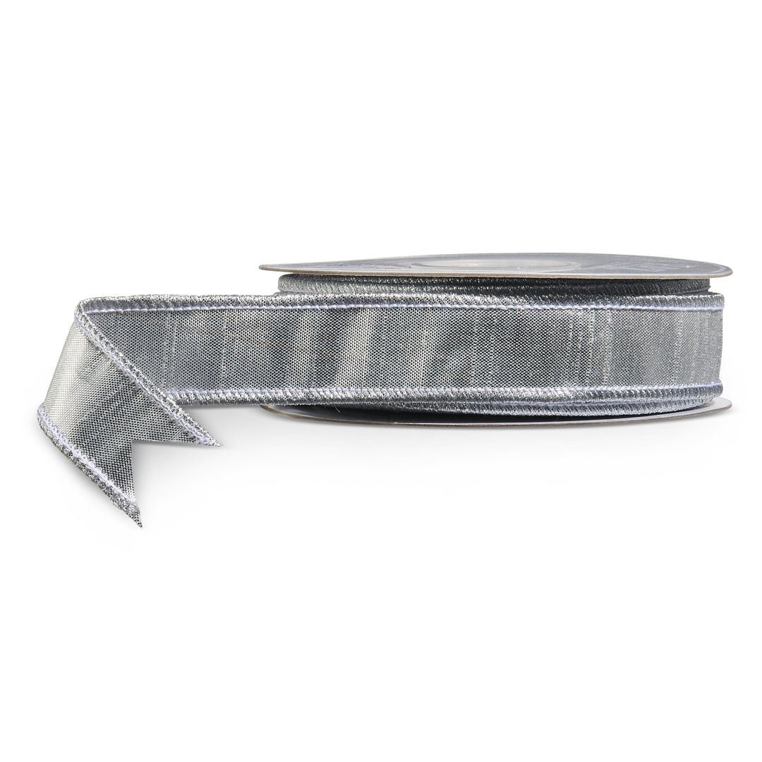 1" x 10 YDS Silver Metallic Wired Ribbon