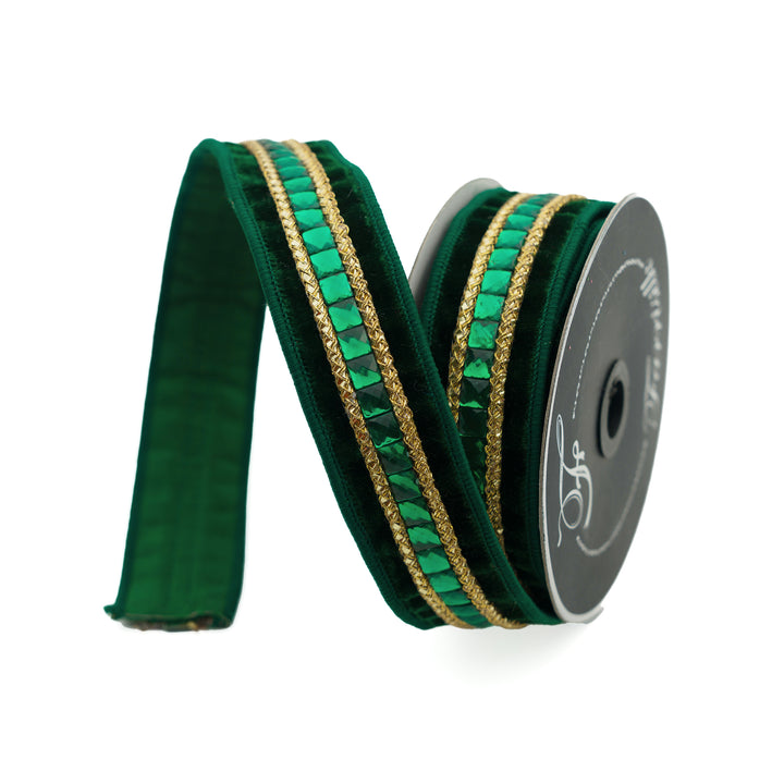 1.5" x 5 YD Gemstones Ribbon - Choice of Red or Emerald or Purple