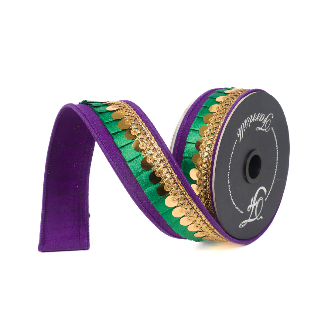 1" x 10 YDS  Festive Frills in Mardi Gras