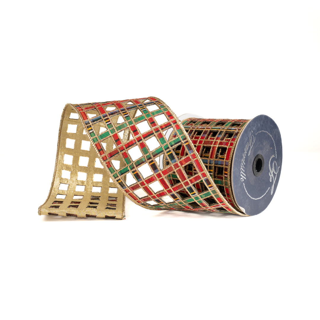 4" x 5YDS Multi ColorWindow Plaid Ribbon