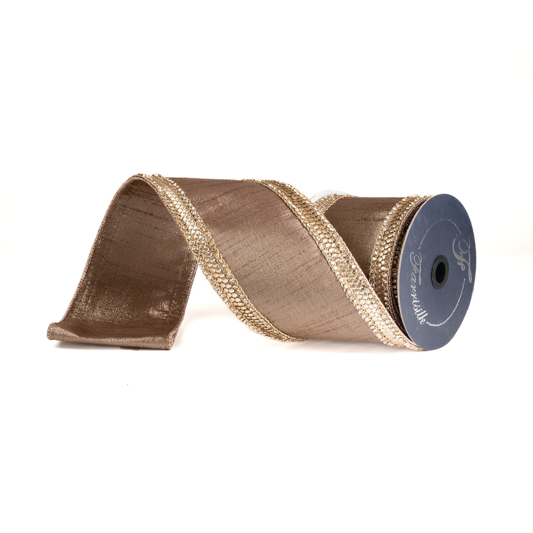 4" x 5 YDS Diamond Riviera in Cappuccino RIbbon