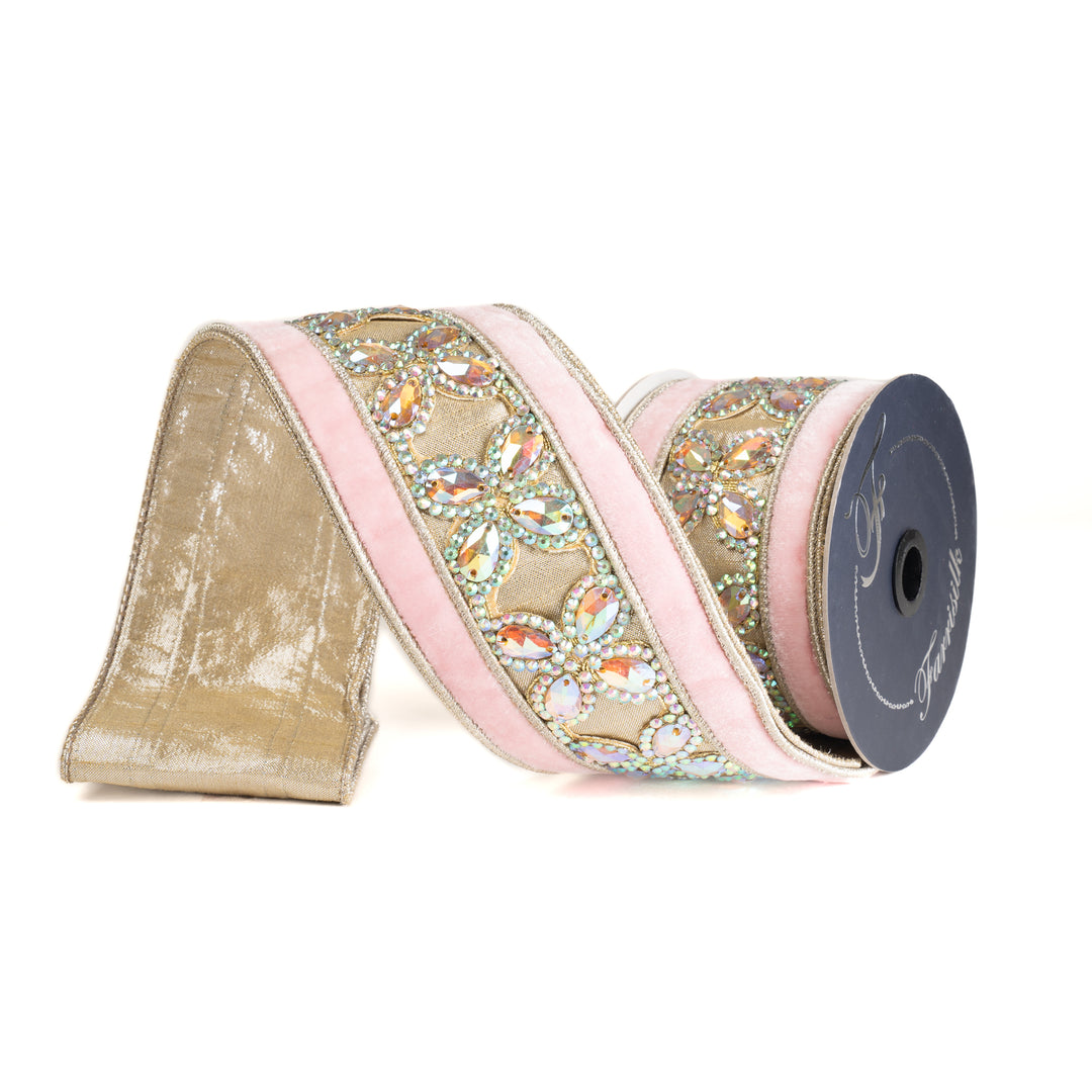 3.5" x 5 YDS Iridescent Butterfly Ribbon in Pink