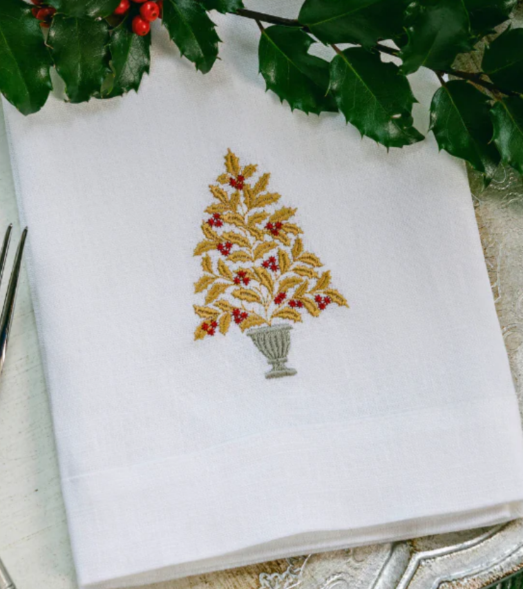 Holly Tree Tri-Fold Napkin 20″ x 20″ - GOLD
