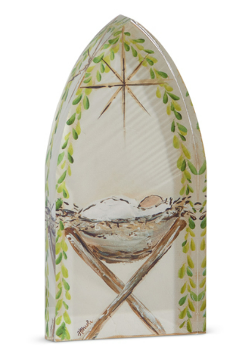 8" Jesus in Manger Acrylic Cut Out Block