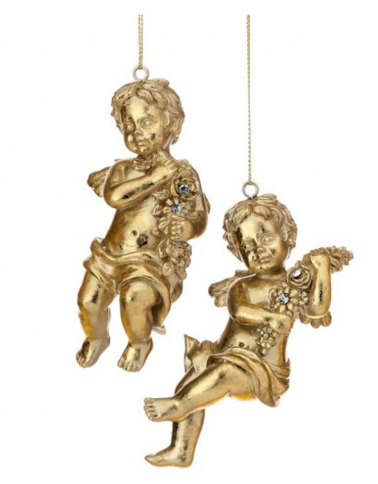 4.5" Resin Cherub Ornament - Set of 2