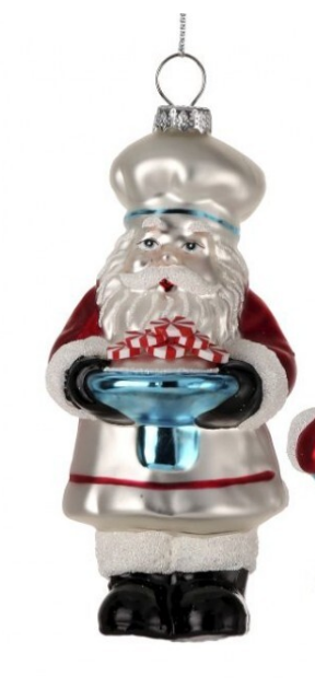 5.5" Glass Baking Santa Ornament - Choice of 2 Styles