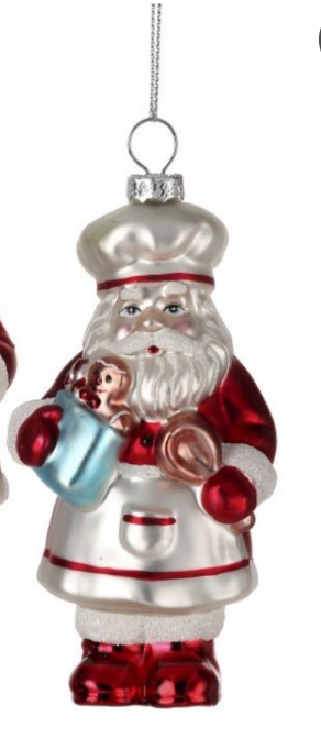 5.5" Glass Baking Santa Ornament - Choice of 2 Styles