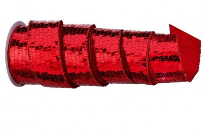 2.5" x 10 YDS Mirror Sequin RIbbon - Red