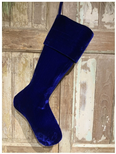 25" Vintage French Velvet Stocking - Royal Blue