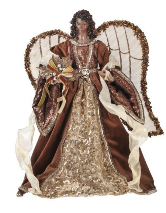 16" Fabric Renaissance Black Angel Tree Topper