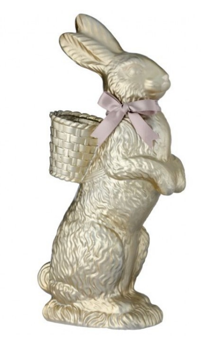 14" Resin Chocolate Bunny with Basket - Choice of Champagne or Ivory