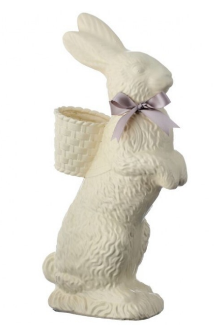 14" Resin Chocolate Bunny with Basket - Choice of Champagne or Ivory