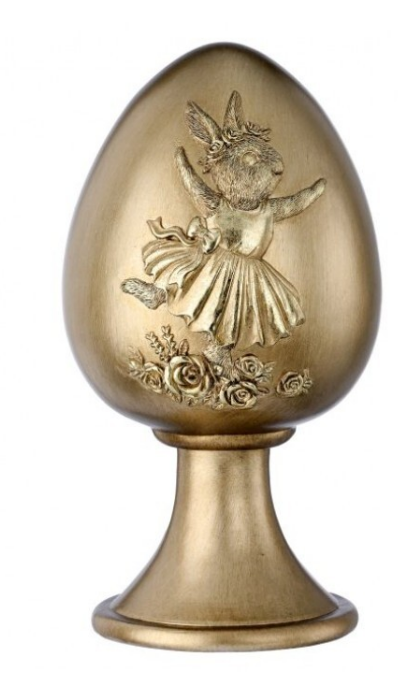 9.5 " Resin Embossed  Egg Pedestal - Gold