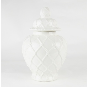 White Textured Ginger Jar - Large