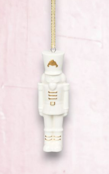 4" White Nutcracker Ornament - Glass