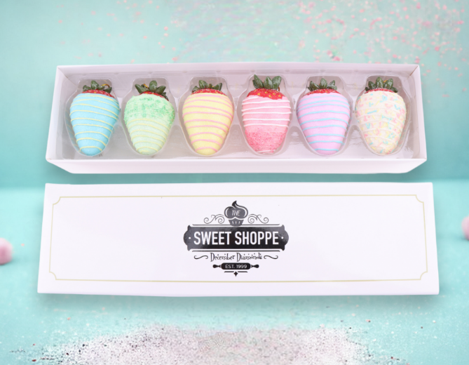 Chocolate Covered Strawberry Ornament - Gift Box Set of 6