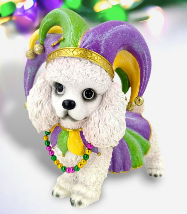 10" Mardi Gras Poodle Figurine
