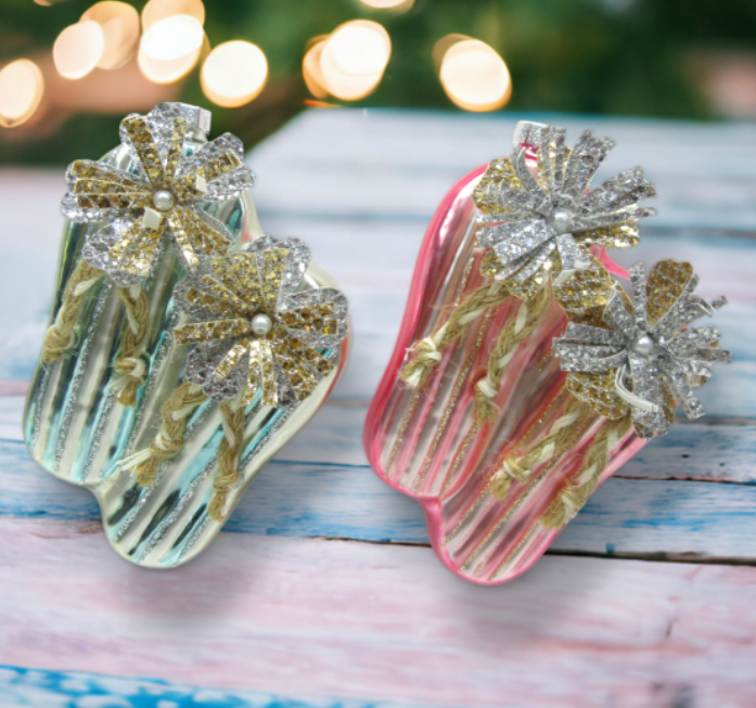Glittered Flip Flop Ornament - Choice of Blue or Pink