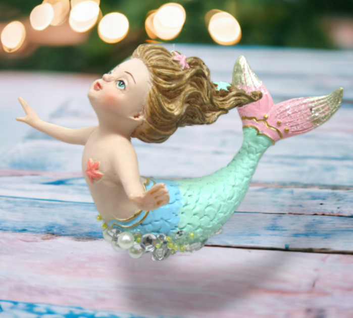 Blue Girl Mermaid Ornament