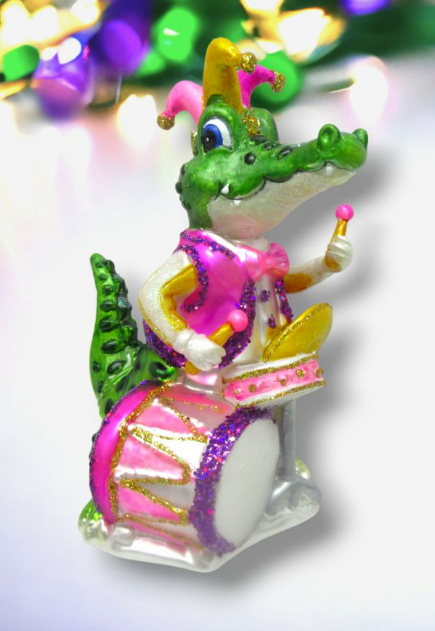 Mardi Gras Gator with Drums Ornament