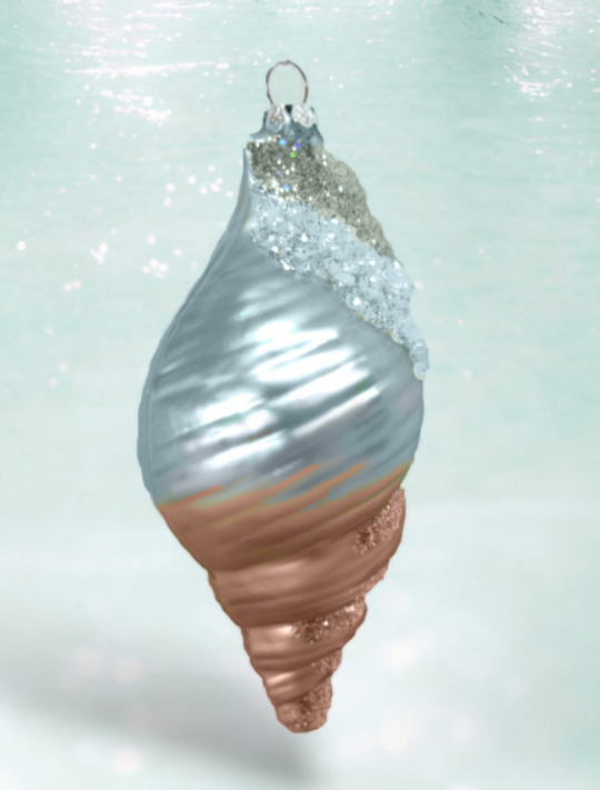 Blue and Gold Tulip Shell Ornament