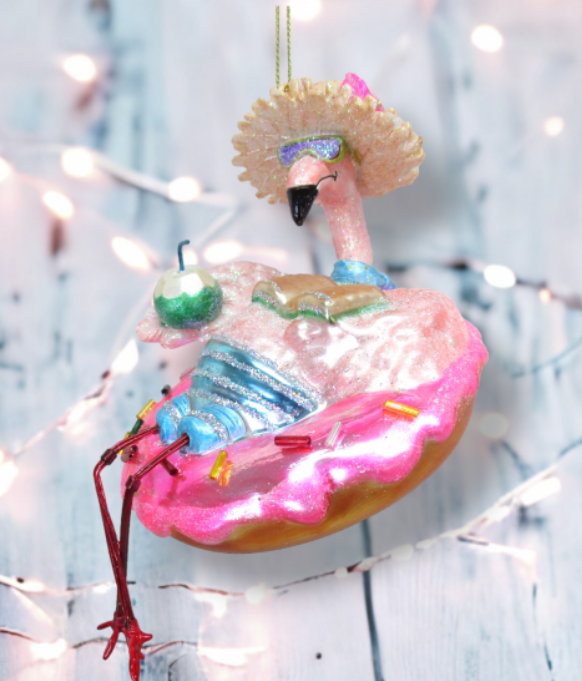 Flamingo in Pool Float Ornament