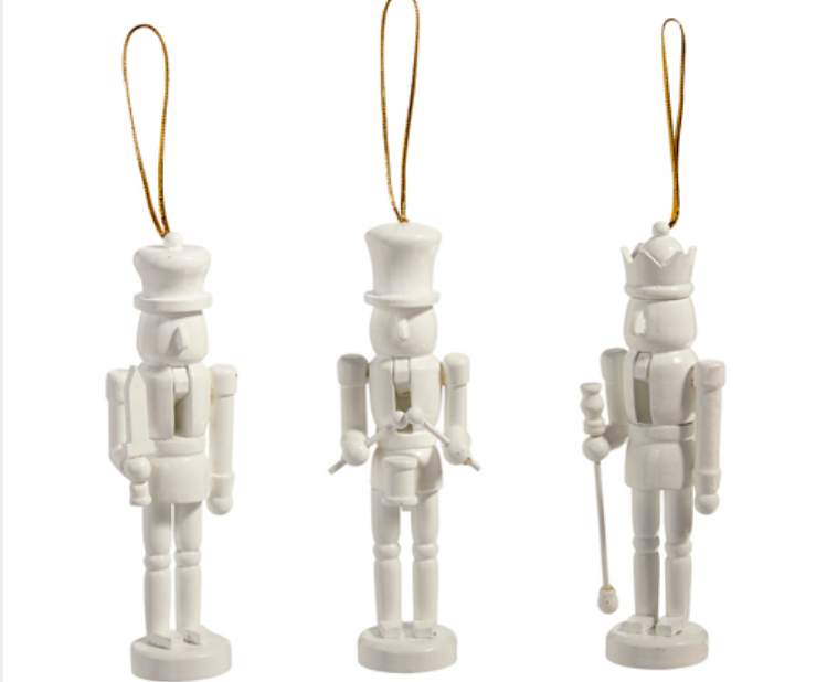 RAZ 5.75"  White Nutcracker Ornament - Set of 3