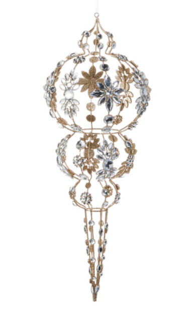RAZ 19" Champagne and Clear Jeweled Finial Ornament
