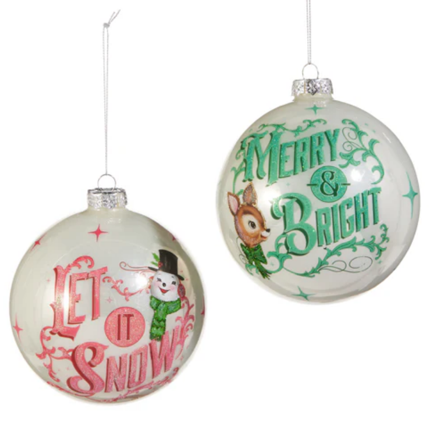 RAZ 5" Sparkle Holiday Ball Ornament - Choice of Red or Mint Green