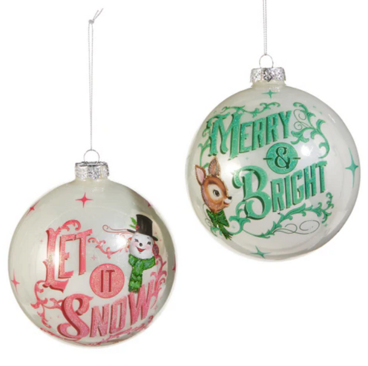 RAZ 5" Sparkle Holiday Ball Ornament - Choice of Red or Mint Green