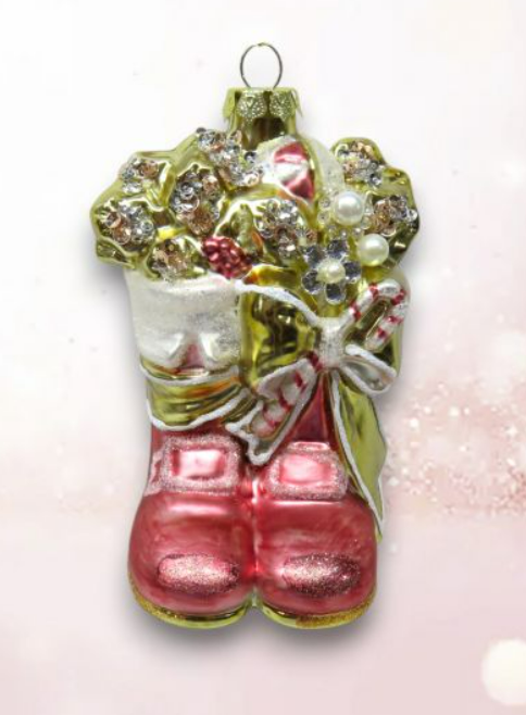 Pink Santa Boots Ornament