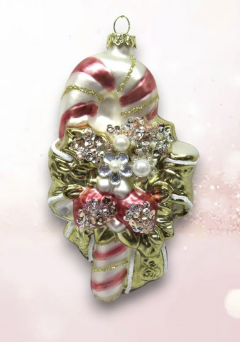Pink and Gold Candy Cane Ornament