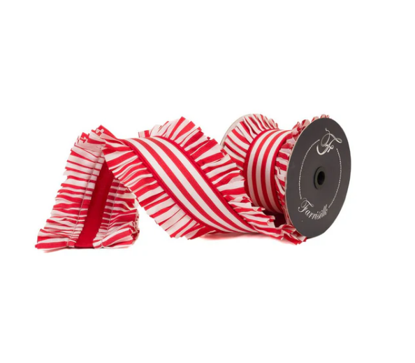 4.5" x 5 YDS Candy Wrap Ruffle Ribbon - RED