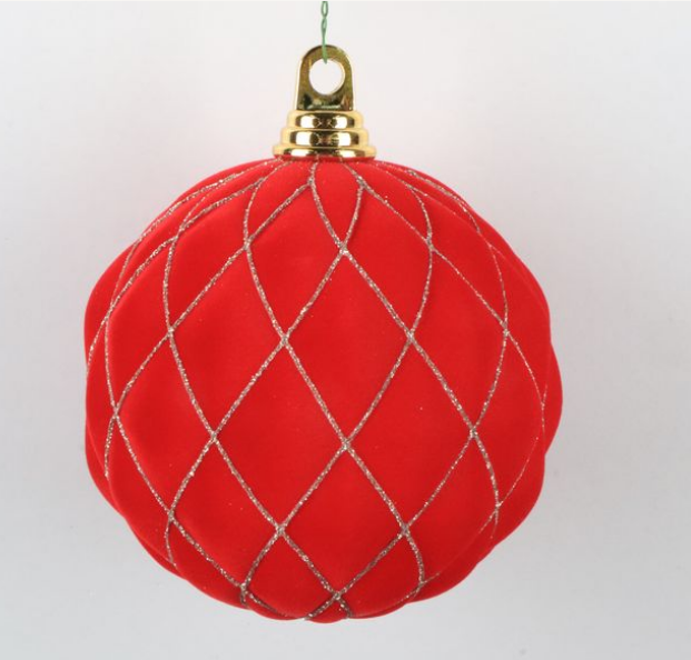 6" Velvet Ornament - Red
