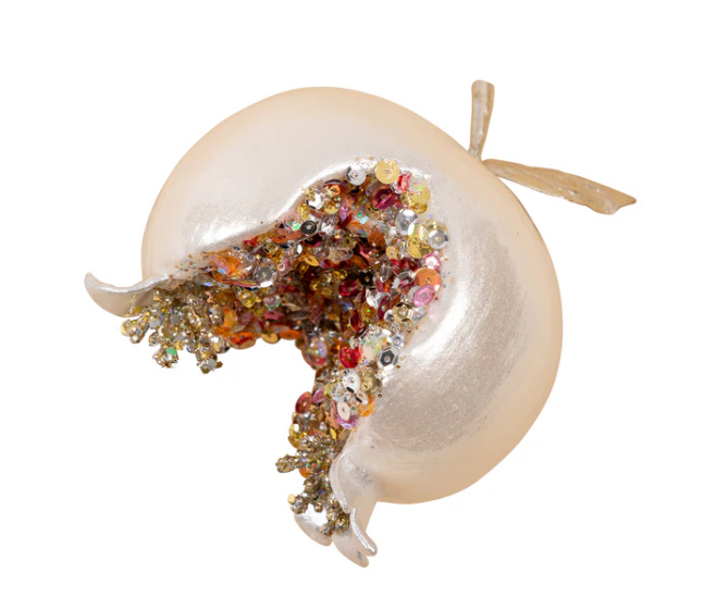 4" Enchanted Pomegranate Ornament - Pearl