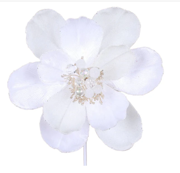 10" Grand Magnolia with Clip in White