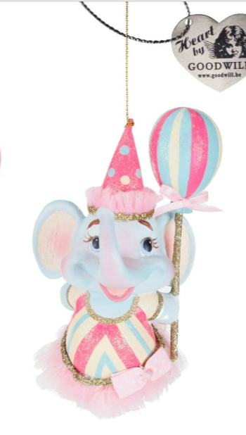 5" Cotton Candy Carnival Elephant Ornament - Choice of Pink or Blue Party Hat