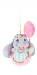 4.5" Cotten Candy Carnival Elephant Ornament - Choice of Blue Stripes or Pink Stripes