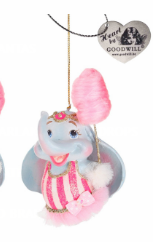 4.5" Cotten Candy Carnival Elephant Ornament - Choice of Blue Stripes or Pink Stripes