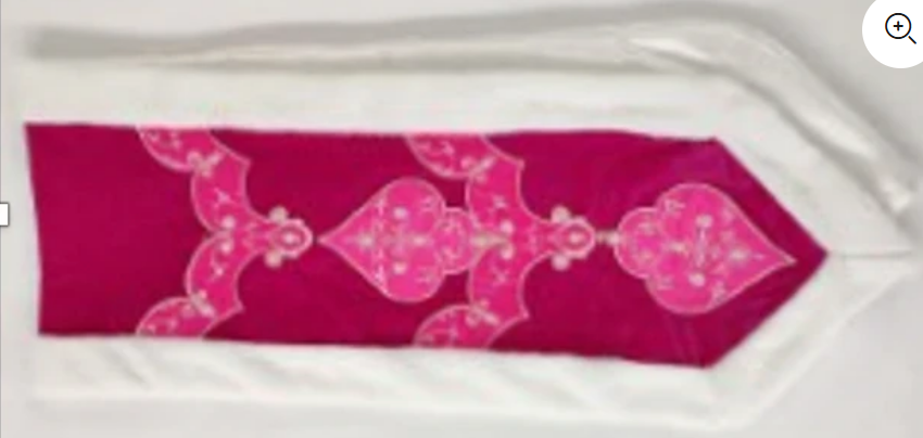 Hot Pink and Pearl with White Fur Table Runner