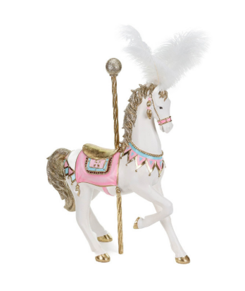 21" Cotten Candy Carnival Horse in Pink, Cream and Gold Decor