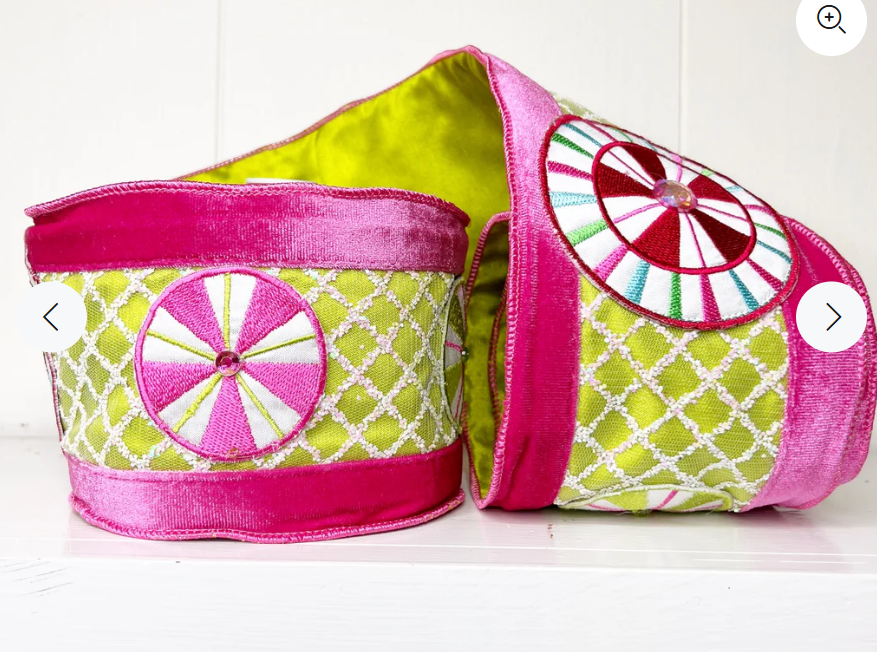 4" x 5 YDS A Sweet Candy Lime Green and Pink Solid Velvet Wired Ribbon