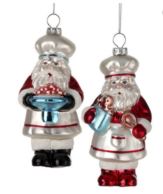 5.5" Glass Baking Santa Ornament - Choice of 2 Styles