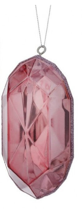 5" Acrylic Precious Gem Ornament - PINK - Choose from Rec or Oblong
