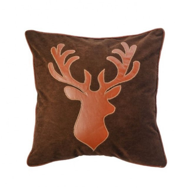 18x18" Velvet Embroidered Deer Pillow