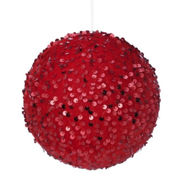 6" Sequin Ball Ornament - Red or Green
