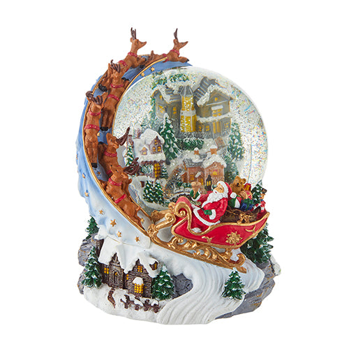 7.5" SANTA SLEIGH Lighted Swirling Glitter Water Globe lol